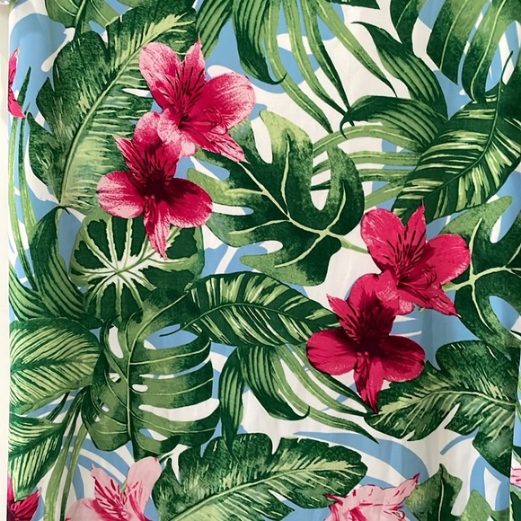 Pappagallo Womens Tropical Floral Shift Dress S Green Pink Ruffle Sleeve Vacay - Picture 7 of 12